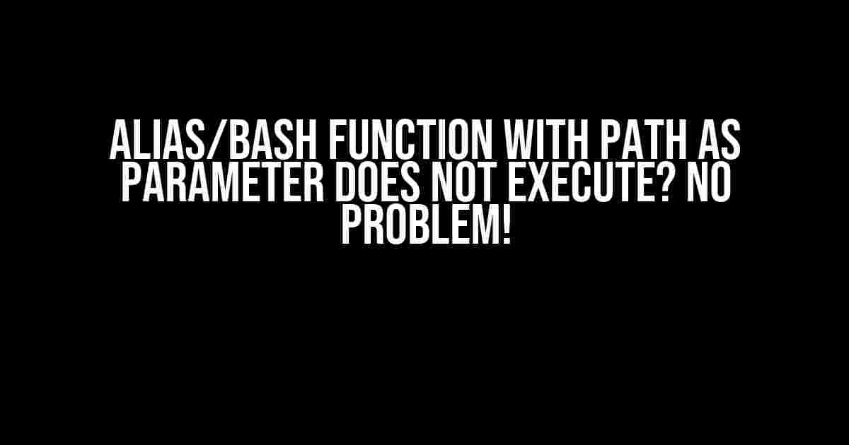 Alias/Bash Function with Path as Parameter Does Not Execute? No Problem!